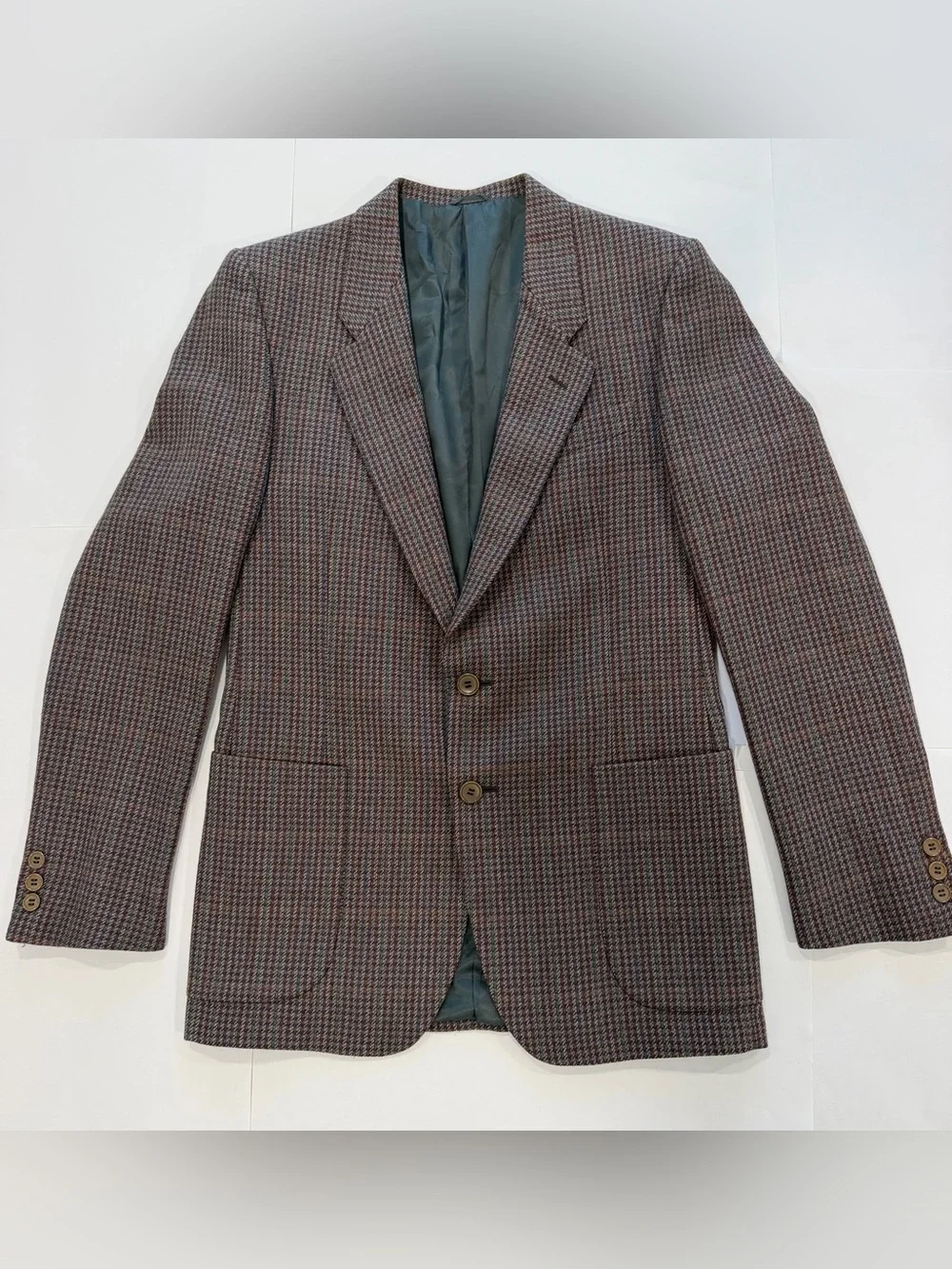 Vintage Marzotto Serie Oro Brown Houndstooth Italian Wool Zignone Blazer (48 R)